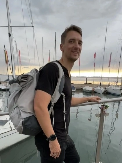 Marten Lienen in a harbor in Italy